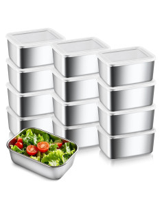 Paquete de 12 Contenedores de Almacenamiento CLWVPCOT 16oz Acero Inoxidable