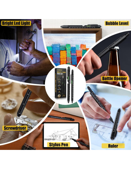 Bolígrafo Multiherramienta Jasee 9 en 1 con LED y Estilógrafo