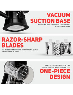 Rallador de Queso Manual Cocina de Nonni con 3 Cuchillas Intercambiables 2