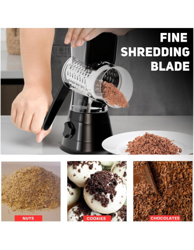 Rallador de Queso Manual Cocina de Nonni con 3 Cuchillas Intercambiables