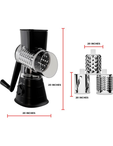 Rallador de Queso Manual Cocina de Nonni con 3 Cuchillas Intercambiables