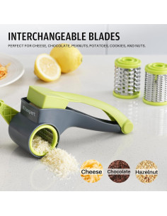 Rallador de Queso Rotativo KITEXPERT con 2 Tambores de Acero Inoxidable 2