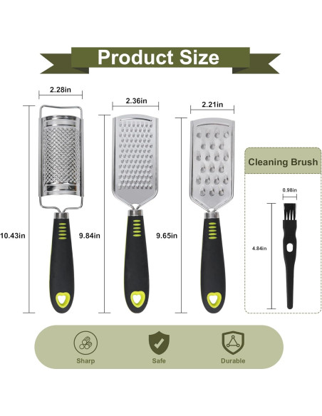 Juego de Ralladores de Mano Beardo Decor - Acero Inoxidable 3 Piezas