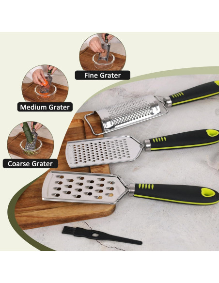 Juego de Ralladores de Mano Beardo Decor - Acero Inoxidable 3 Piezas