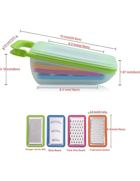 Cortador de Verduras TENTA Kitchen 4 en 1 Verde con Almacenamiento