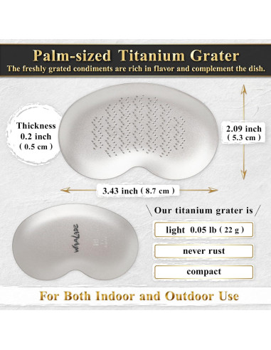 Rallador de Titanio Wablade 8.7 cm Japonés para Wasabi y Queso