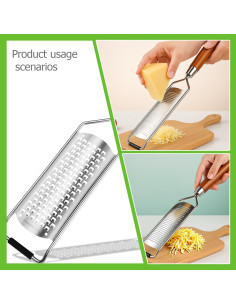 Rallador de Queso de Acero Inoxidable con Mango de Madera 2