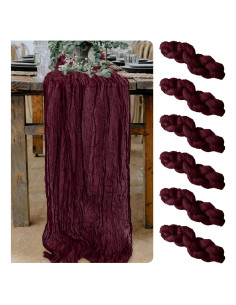 Caminos de Mesa de Gasa Burdeos 6 Piezas 304.8 cm para Bodas