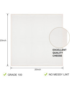 Paños de Queso 100% Algodón Vivinin 20x20 cm - 8 Pcs 2