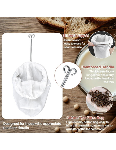 3 Bolsas de Malla Fina RAINFLOW con Mango Acero Inoxidable