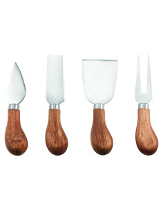 Juego de Cuchillos de Queso Gourmet Twine - Acero Inoxidable y Madera, Set de 4