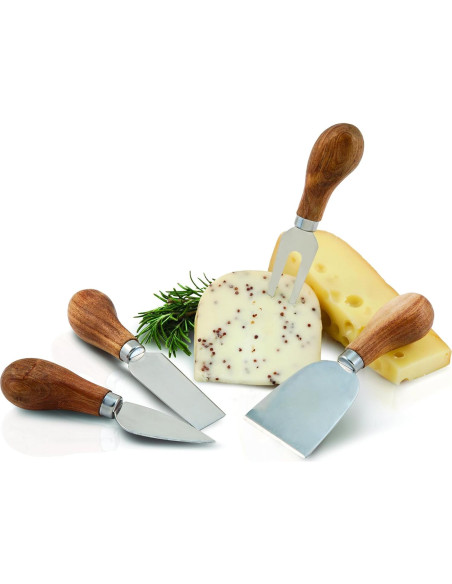 Juego de Cuchillos de Queso Gourmet Twine - Acero Inoxidable y Madera, Set de 4 Juego de Cuchillos de Queso Gourmet Twine - Acero Inoxidable y Madera, Set de 4