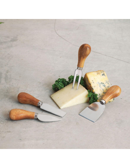 Juego de Cuchillos de Queso Gourmet Twine - Acero Inoxidable y Madera, Set de 4 Juego de Cuchillos de Queso Gourmet Twine - Acero Inoxidable y Madera, Set de 4
