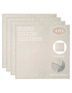 Gasa Reutilizable HTBMALL 20x20 cm Algodón Puro Grado 90 (4 Pzas)