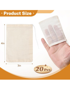 20 Bolsas de Muselina Reutilizables HyozorGo 10.16x7.62cm 2