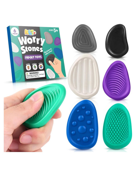 Juguetes Antiestrés KLT - 6 Piedras Texturizadas para Adultos