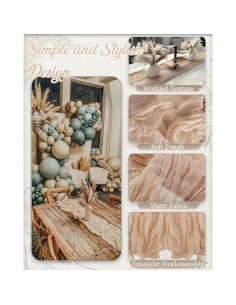 Corredor de Mesa de Gasa Beige 304.8 cm x 88.9 cm 1 Pcs 2