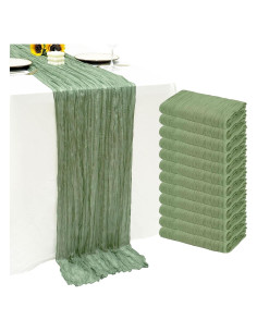 Paquete de 12 Caminos de Mesa de Gasa Verde Salvia 55x300cm