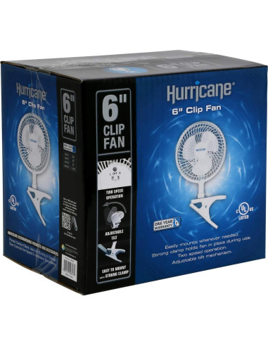 Ventilador de Clip Hurricane 15 cm 2 Velocidades Blanco