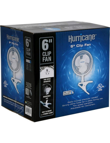 Ventilador de Clip Hurricane 15 cm 2 Velocidades Blanco