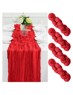 Paquete de 4 corredores de mesa rojos DUGPIT 35x120 cm