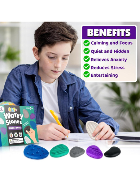Juguetes Antiestrés KLT - 6 Piedras Texturizadas para Adultos