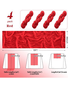 Paquete de 4 corredores de mesa rojos DUGPIT 35x120 cm 2