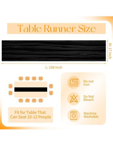 Paquete de 10 Caminos de Mesa de Gasa Negra 43x274 cm para Bodas