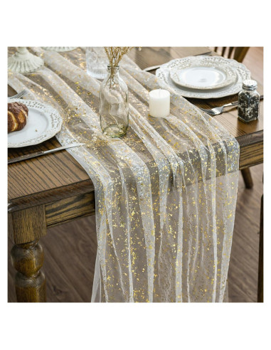 Manteles Artoid Mode 6 Piezas Beige Oro 71x305 cm Decoración