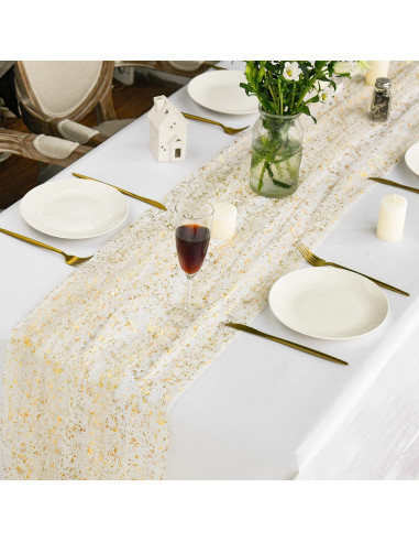 Manteles Artoid Mode 6 Piezas Beige Oro 71x305 cm Decoración