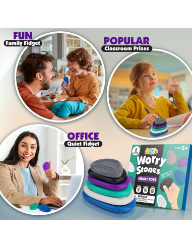 Juguetes Antiestrés KLT - 6 Piedras Texturizadas para Adultos
