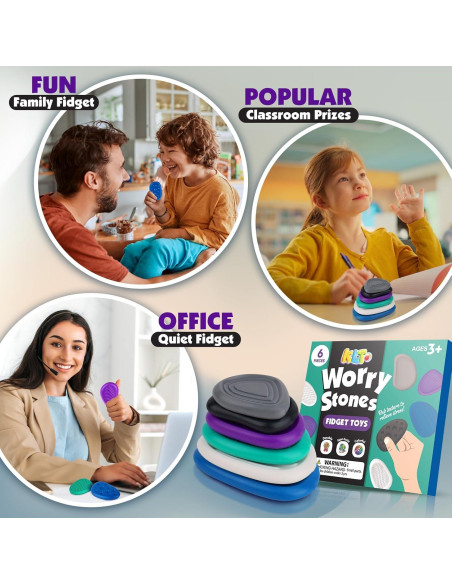 Juguetes Antiestrés KLT - 6 Piedras Texturizadas para Adultos