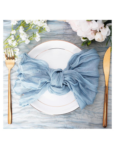 Juego de 6 Servilletas de Gasa Nydotd 50x50cm Azul Polvoriento