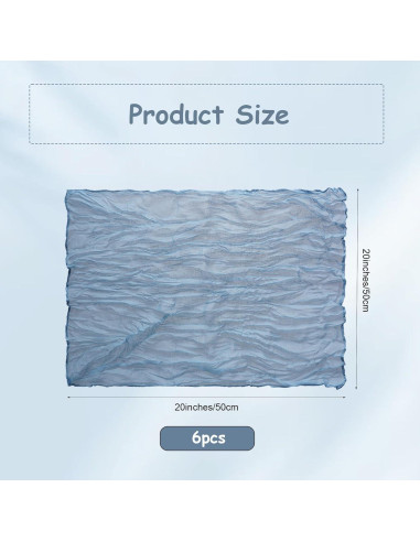 Juego de 6 Servilletas de Gasa Nydotd 50x50cm Azul Polvoriento