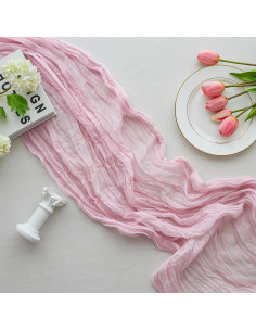 Caminito de Mesa de Gasa Rosa Claro Jugbey 323x89 cm Decoración 2