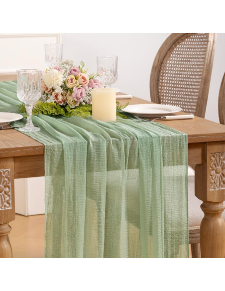 Corredor de Mesa de Gasa Verde Salvia 1.2m x 88.9cm Jimtx Corredor de Mesa de Gasa Verde Salvia 1.2m x 88.9cm Jimtx