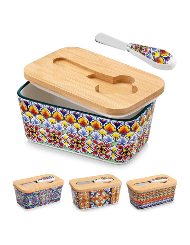 Plato de Mantequilla vancasso SIMI con Tapa de Bambú 16.5 cm