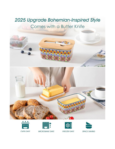 Plato de Mantequilla vancasso SIMI con Tapa de Bambú 16.5 cm