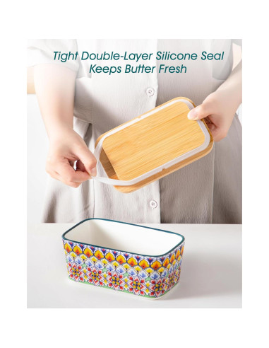 Plato de Mantequilla vancasso SIMI con Tapa de Bambú 16.5 cm