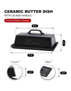 Plato de Mantequilla Cerámica Bruntmor Negro con Tapa 113g 2