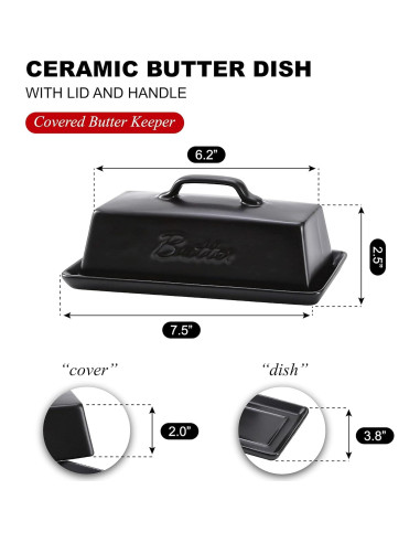 Plato de Mantequilla Cerámica Bruntmor Negro con Tapa 113g