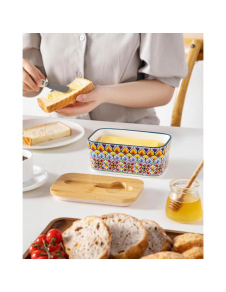 Plato de Mantequilla vancasso SIMI con Tapa de Bambú 16.5 cm
