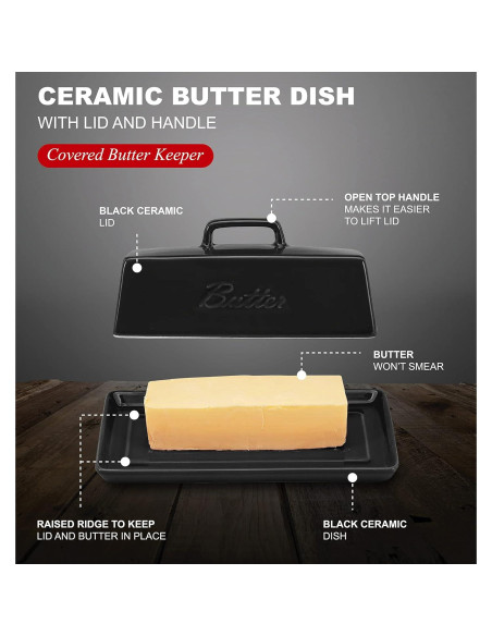Plato de Mantequilla Cerámica Bruntmor Negro con Tapa 113g