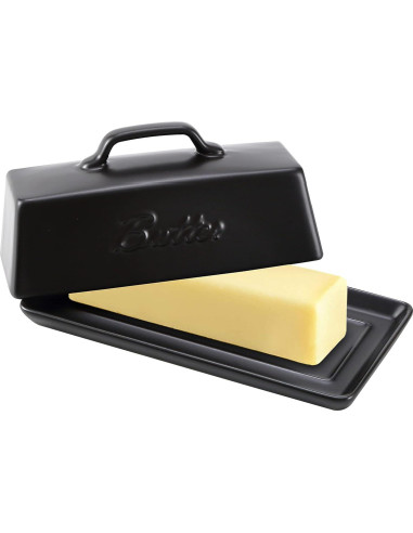 Plato de Mantequilla Cerámica Bruntmor Negro con Tapa 113g