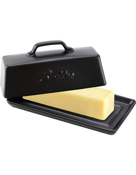 Plato de Mantequilla Cerámica Bruntmor Negro con Tapa 113g