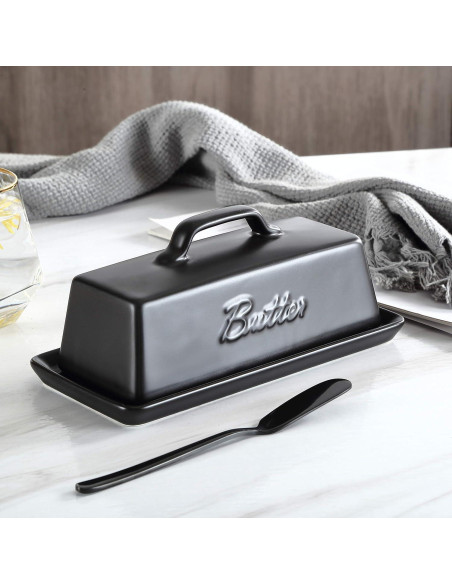 Plato de Mantequilla Cerámica Bruntmor Negro con Tapa 113g