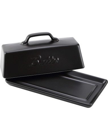 Plato de Mantequilla Cerámica Bruntmor Negro con Tapa 113g
