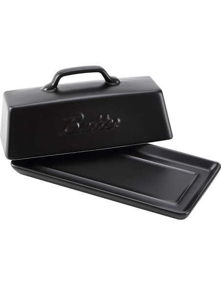 Plato de Mantequilla Cerámica Bruntmor Negro con Tapa 113g