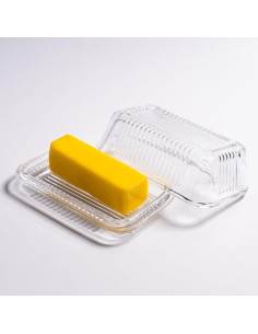 Plato de Mantequilla de Vidrio QIANCHANG con Tapa 17x10 cm 2