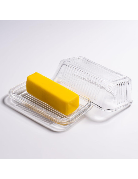 Plato de Mantequilla de Vidrio QIANCHANG con Tapa 17x10 cm